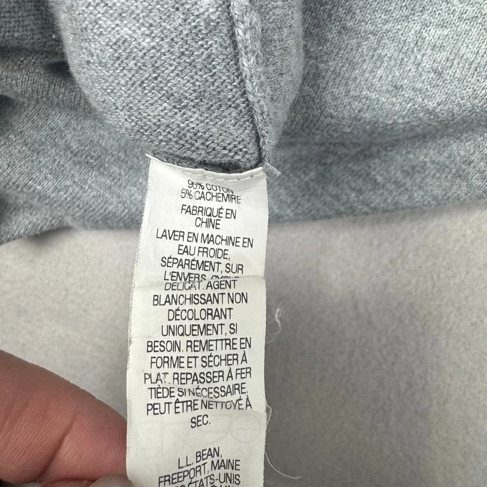 LL‎ Bean Mens XL Gray Cotton Cashmere Blend Quarter Zip Pullover Sweater JXR6